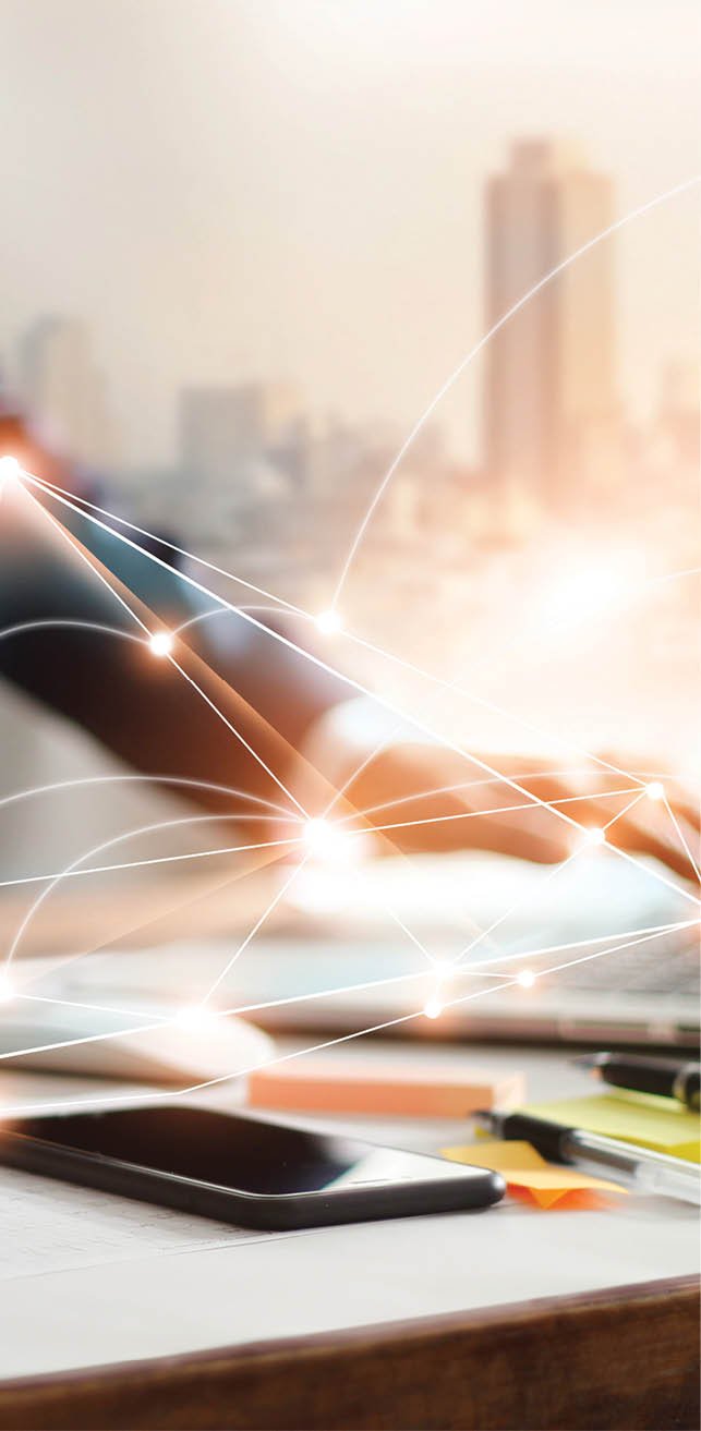 Businessman touching tablet and laptop  Management global structure networking and data exchanges customer connection on workplace  Business technology and digital marketing network concept 