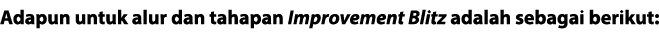 Adapun untuk alur dan tahapan Improvement Blitz adalah sebagai berikut: 